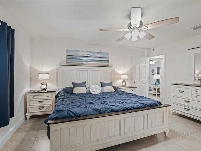 9364 SE 164th Pl, Summerfield, FL 34491 - bedroom with light tile patterned flooring, a ceiling fan, and baseboards