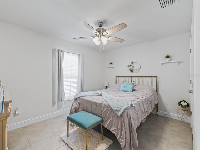 9364 SE 164th Pl, Summerfield, FL 34491 - bedroom with light tile patterned floors, baseboards, and a ceiling fan