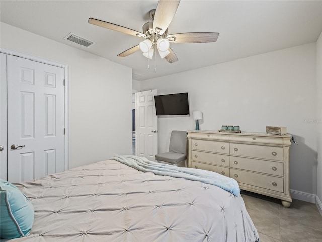 9364 SE 164th Pl, Summerfield, FL 34491 - bedroom featuring baseboards, a ceiling fan, and light tile patterned floors