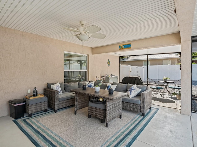 9364 SE 164th Pl, Summerfield, FL 34491 - view of patio with a ceiling fan, outdoor dining area, and outdoor lounge area