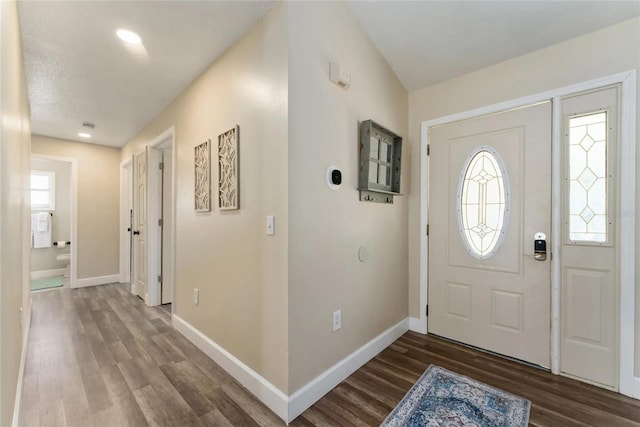 40140 Palm St, Lady Lake, FL 32159 - entrance foyer with dark wood-style flooring and baseboards