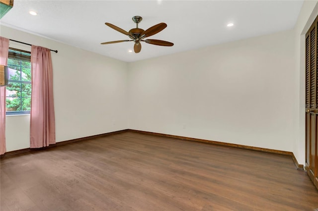 717 SE 46th Ct, Ocala, FL 34471 - empty room with wood finished floors, a ceiling fan, and recessed lighting