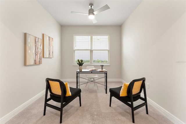 17112 Goldcrest Loop, Clermont, FL 34714 - sitting room with a ceiling fan, carpet floors, and an office area