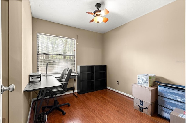 43 Almond Pass Dr, Ocala, FL 34472 - office featuring wood finished floors, a ceiling fan, and baseboards