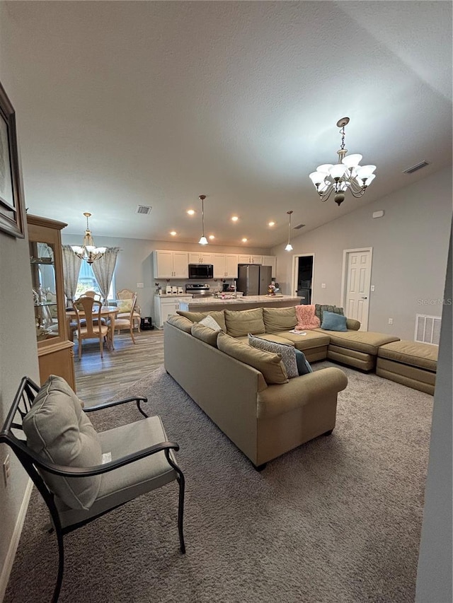 5547 SE 91st Pl, Ocala, FL 34480 - living area featuring a chandelier, recessed lighting, and light colored carpet