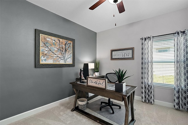 440 Bellissimo Pl, Howey In The Hills, FL 34737 - office area with carpet floors, a ceiling fan, and baseboards