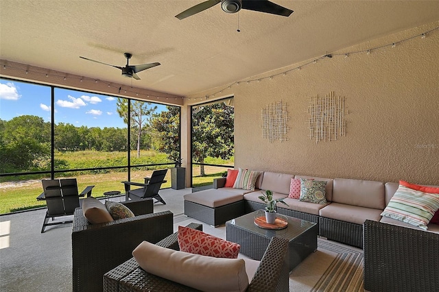 440 Bellissimo Pl, Howey In The Hills, FL 34737 - view of patio featuring ceiling fan and outdoor lounge area