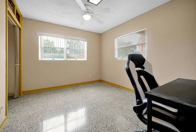 2007 Mosher Dr, Orlando, FL 32810 - office area with healthy amount of natural light, baseboards, and ceiling fan