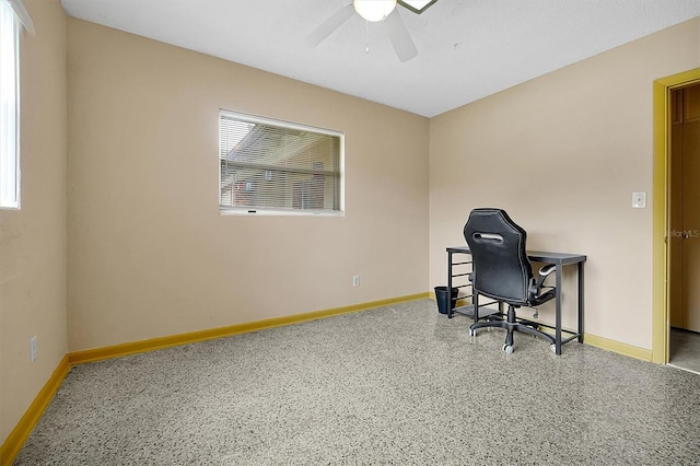 2007 Mosher Dr, Orlando, FL 32810 - office featuring a ceiling fan, baseboards, and plenty of natural light