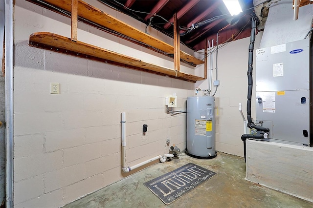 2007 Mosher Dr, Orlando, FL 32810 - utility room featuring electric water heater and heating unit