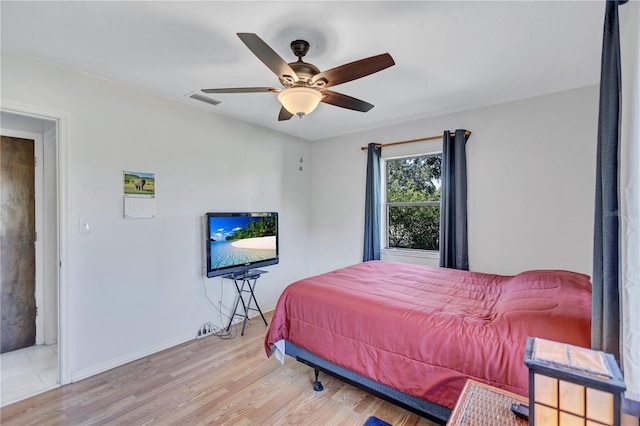 6443 34th Ave N, Saint Petersburg, FL 33710 - bedroom with light wood-style floors, ceiling fan, and baseboards