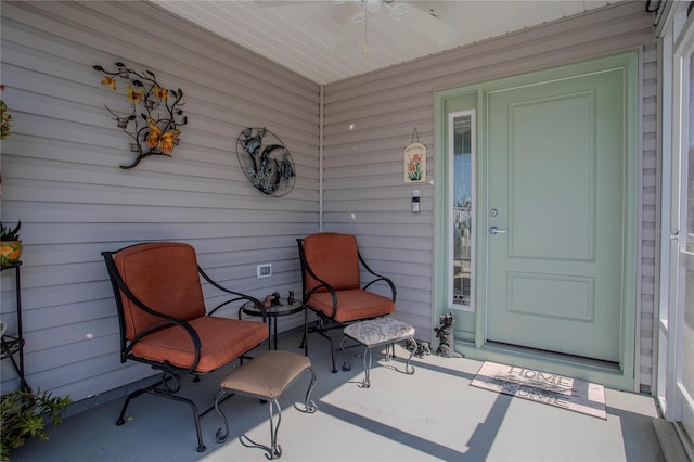 3817 Miragalia Ln, The Villages, FL 32163 - view of exterior entry featuring ceiling fan