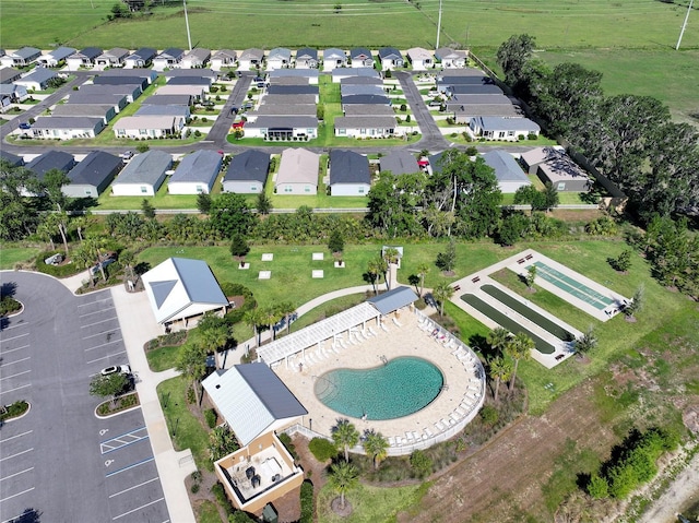 3817 Miragalia Ln, The Villages, FL 32163 - aerial view of property and surrounding area featuring nearby suburban area and a pool area