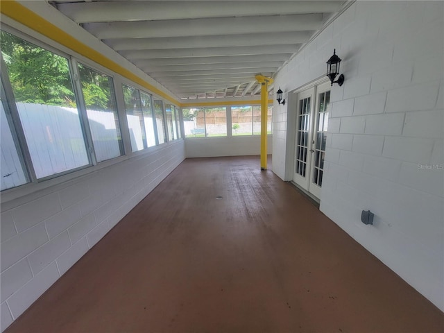 6924 Nawadaha Blvd, Orlando, FL 32818 - unfurnished sunroom with french doors and beamed ceiling