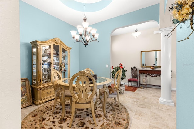 11215 SE 172nd Pl, Summerfield, FL 34491 - dining space featuring arched walkways and a chandelier