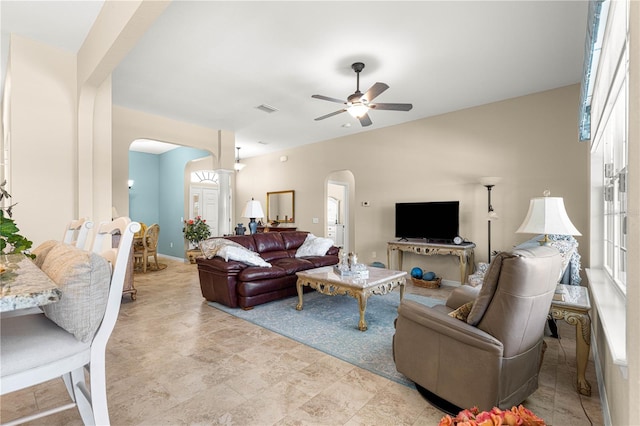 11215 SE 172nd Pl, Summerfield, FL 34491 - living area featuring arched walkways and ceiling fan