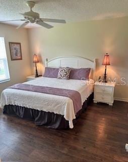 3337 Candlebrook St, The Villages, FL 32162 - bedroom with wood finished floors, a ceiling fan, and baseboards