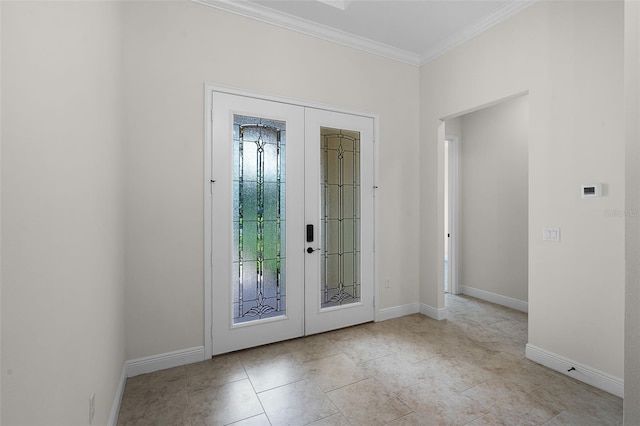 9220 San Jose Blvd, Howey In The Hills, FL 34737 - entryway with ornamental molding, baseboards, and french doors