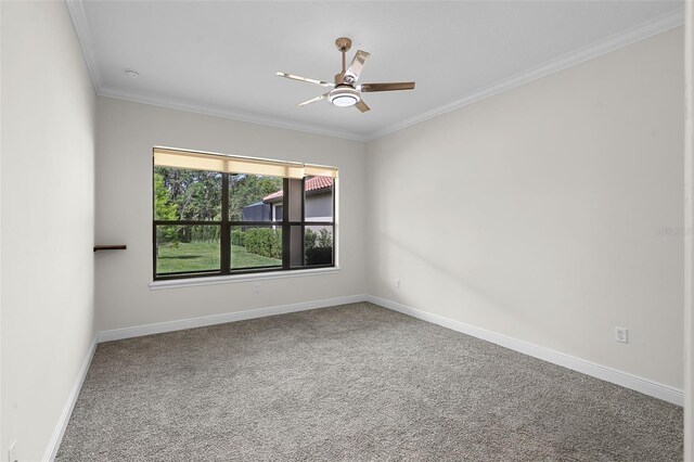 9220 San Jose Blvd, Howey In The Hills, FL 34737 - unfurnished room with carpet, crown molding, baseboards, and a ceiling fan