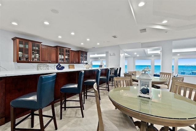 3425 S Atlantic Ave Unit 1101, Daytona Beach, FL 32118 - dining space featuring recessed lighting and a water view