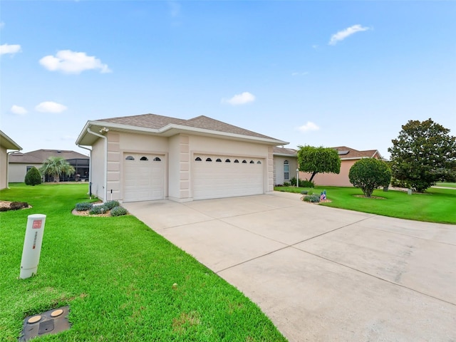 11019 SE 170th Lane Rd, Summerfield, FL 34491 - ranch-style house with a front lawn, an attached garage, driveway, and stucco siding