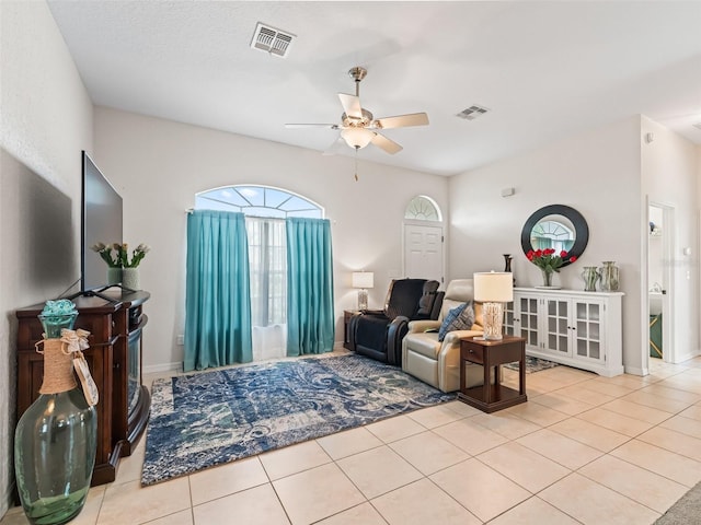 11019 SE 170th Lane Rd, Summerfield, FL 34491 - tiled living area featuring ceiling fan and baseboards