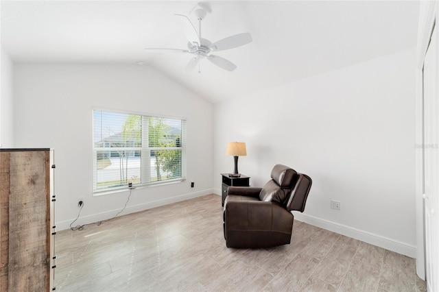 3769 Causey Ct, The Villages, FL 32163 - sitting room featuring lofted ceiling, a ceiling fan, and baseboards
