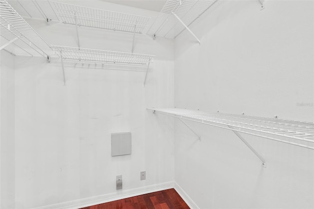 6048 Topsail Rd, Lady Lake, FL 32159 - walk in closet with dark wood-type flooring