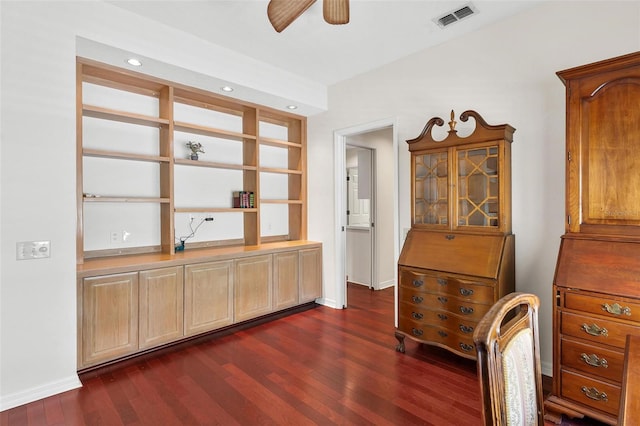 6048 Topsail Rd, Lady Lake, FL 32159 - sitting room featuring dark wood finished floors and a ceiling fan
