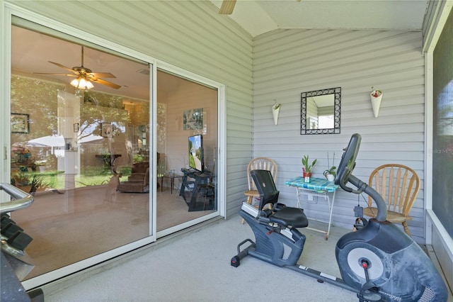 2821 Mediterranean Loop, Tavares, FL 32778 - sunroom featuring ceiling fan and vaulted ceiling
