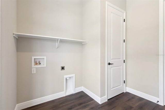 1127 Fiesta Key Cir, Lady Lake, FL 32159 - laundry area with electric dryer hookup, washer hookup, dark wood finished floors, and baseboards
