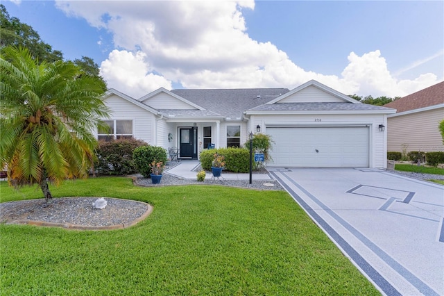 2738 Morven Park Way, The Villages, FL 32162 - ranch-style home with a garage, a front yard, concrete driveway, and a shingled roof