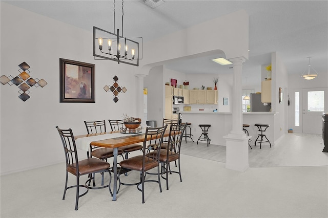2738 Morven Park Way, The Villages, FL 32162 - dining space featuring decorative columns