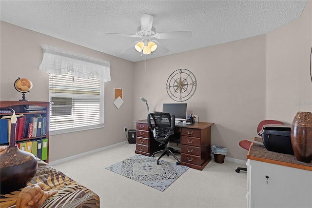 2738 Morven Park Way, The Villages, FL 32162 - carpeted office featuring a ceiling fan, baseboards, and a textured ceiling