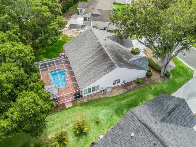 628 San Pedro Dr, The Villages, FL 32159 - view from above of property with a pool area