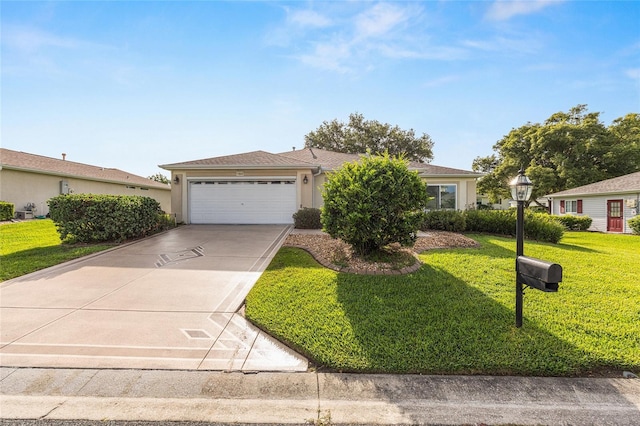 13643 SE 89th Ct, Summerfield, FL 34491 - view of front of house with an attached garage, a front yard, driveway, and stucco siding