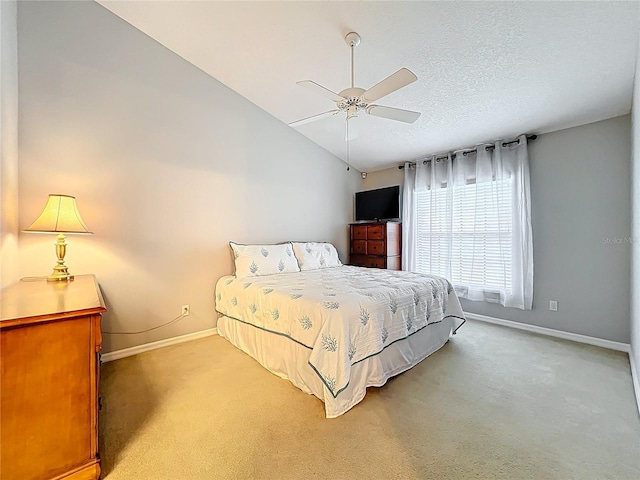 264 Juniper Way, Tavares, FL 32778 - bedroom featuring baseboards, lofted ceiling, light colored carpet, and ceiling fan