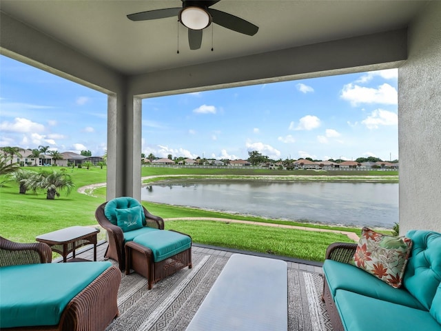17108 SE 111th Terrace Rd, Summerfield, FL 34491 - view of patio featuring a water view, ceiling fan, and a residential view