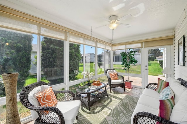 8039 SE 174th Belhaven Loop, The Villages, FL 32162 - sunroom / solarium with ceiling fan and an outdoor hangout area