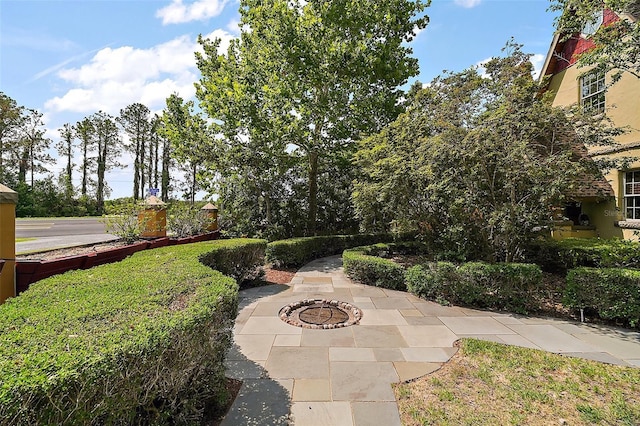 707 S Dixie Dr, Howey In The Hills, FL 34737 - view of yard with a fire pit and a patio