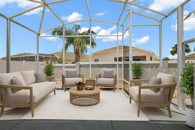 997 Oscar Ln, The Villages, FL 32162 - view of patio / terrace with outdoor lounge area and a lanai