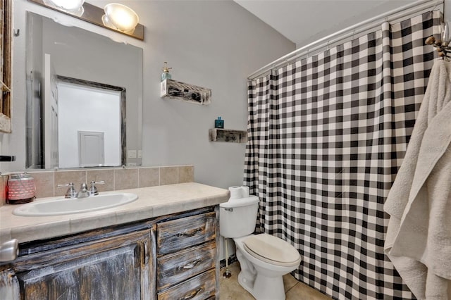 21320 Paradise Way, Eustis, FL 32736 - full bathroom with vanity, toilet, tile patterned floors, and a shower with shower curtain