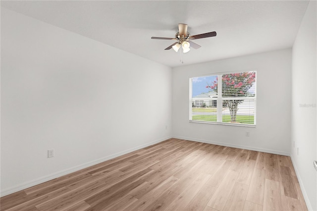 1313 Arredondo Dr, The Villages, FL 32162 - spare room with light wood-style flooring, ceiling fan, and baseboards