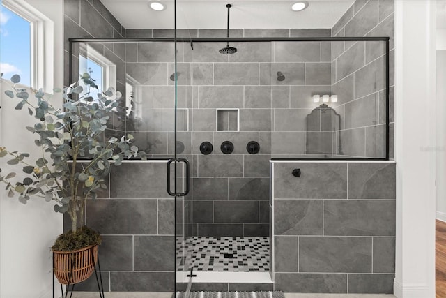 17700 Sawgrass Run, Tavares, FL 32778 - full bath featuring a shower stall and recessed lighting
