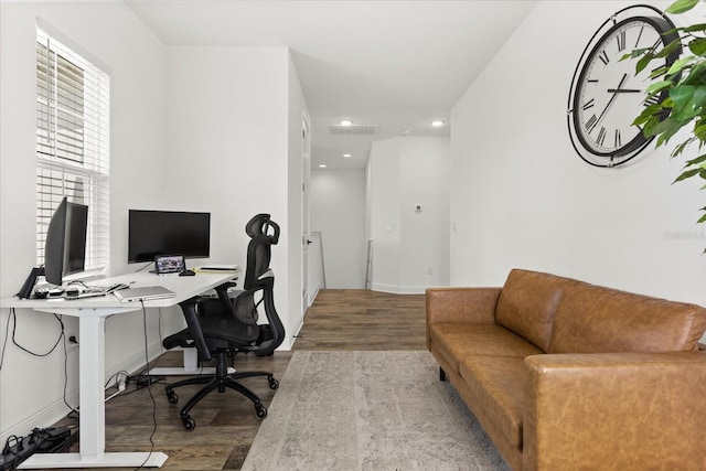 17700 Sawgrass Run, Tavares, FL 32778 - office area featuring wood finished floors and recessed lighting