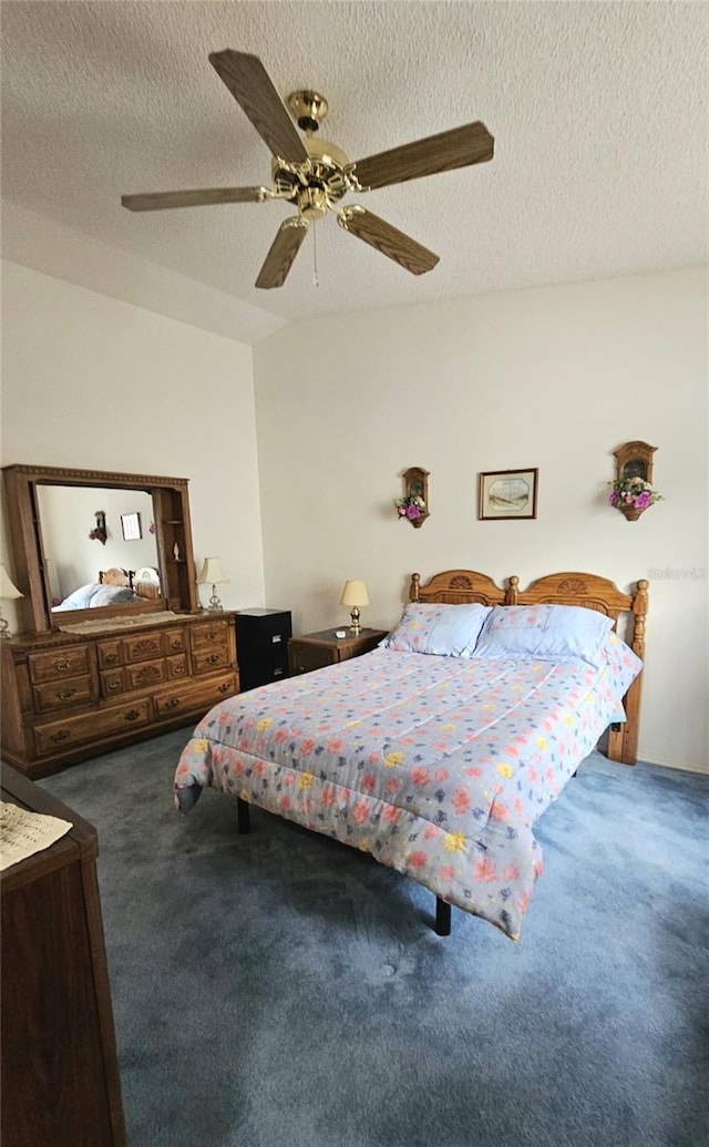 2105 Escobar Ave, The Villages, FL 32159 - bedroom with carpet, a textured ceiling, and ceiling fan