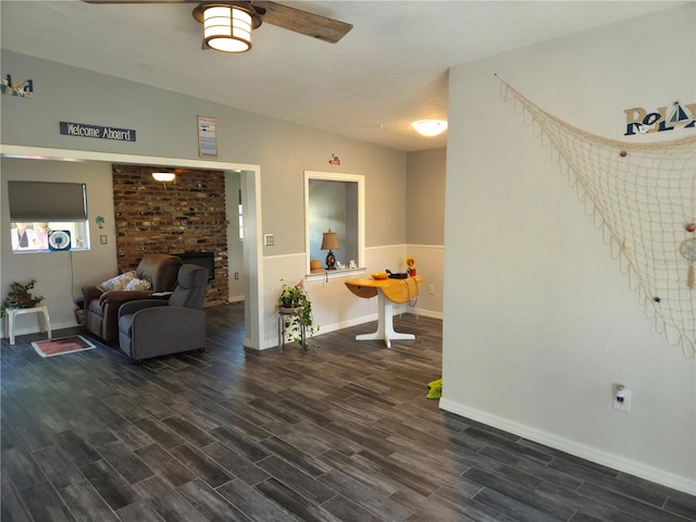 504 SE 35th Ave, Ocala, FL 34471 - living area with wood finished floors, a ceiling fan, and baseboards