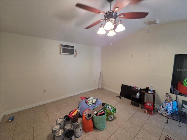 504 SE 35th Ave, Ocala, FL 34471 - game room with a ceiling fan, a wall unit AC, tile patterned floors, and baseboards