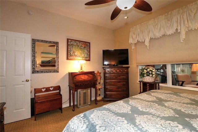 11868 SE 91st Cir, Summerfield, FL 34491 - carpeted bedroom with a ceiling fan, baseboards, and vaulted ceiling