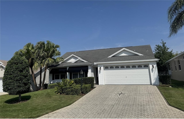 2530 Hanlon Ter, The Villages, FL 32162 - view of front facade featuring an attached garage, a front yard, driveway, and a shingled roof